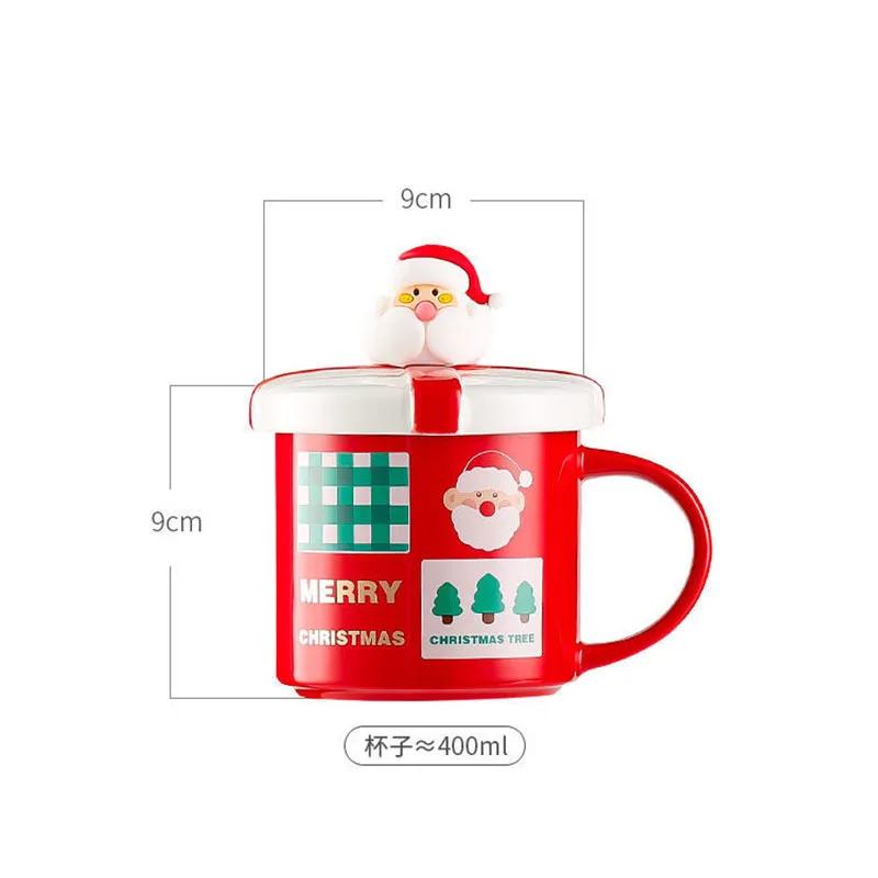 Christmas Gift Ceramic Coffee Cup Porcelain Tree Elk Snowman Couple Cup Home Breakfast Dessert Oatmeal Mug Office Mug Decoration