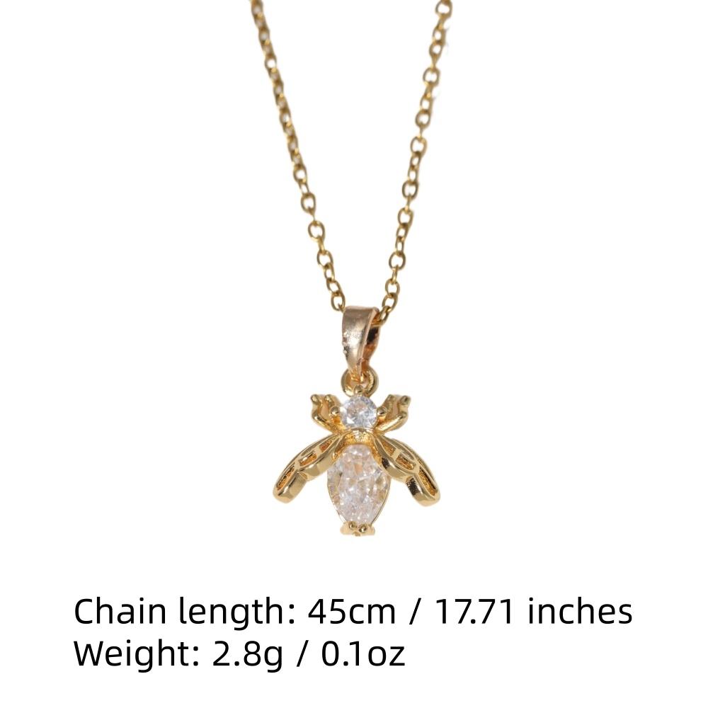 Süße Bienen Zirkonia Anhänger Halsketten für Damen Funkelnde Goldene Edelstahl Halskette Schmuck