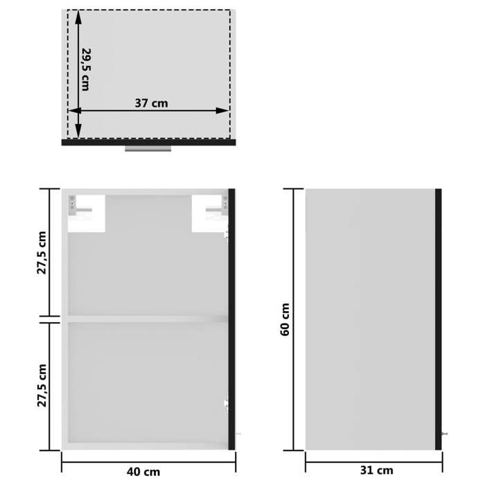 VidaXL Hanging Glass Cabinet Black 40x31x60 Cm Engineered Wood 802506