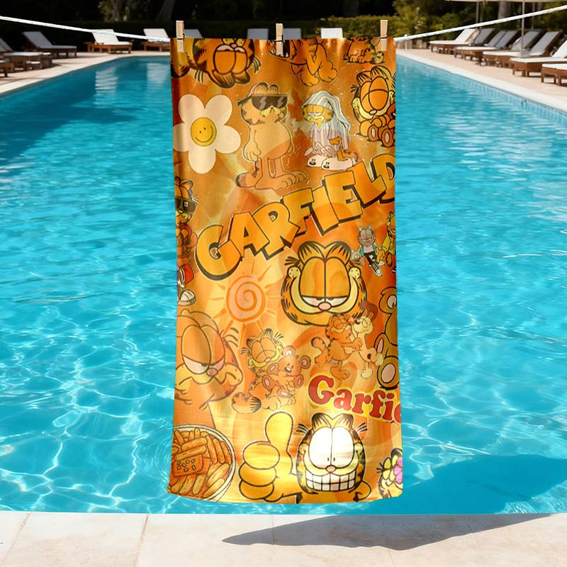 Garfield Print Beach Towel Design, Soft, Lightweight. for Home Bathroom, Spa, Pool, Yoga, Surfing, Camping, Gift for Family, Friend
