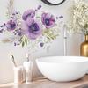 Romantisk Lila Blomma Gröna Växter Badrum Toalett Väggdekal Självhäftande Avtagbar Heminredning