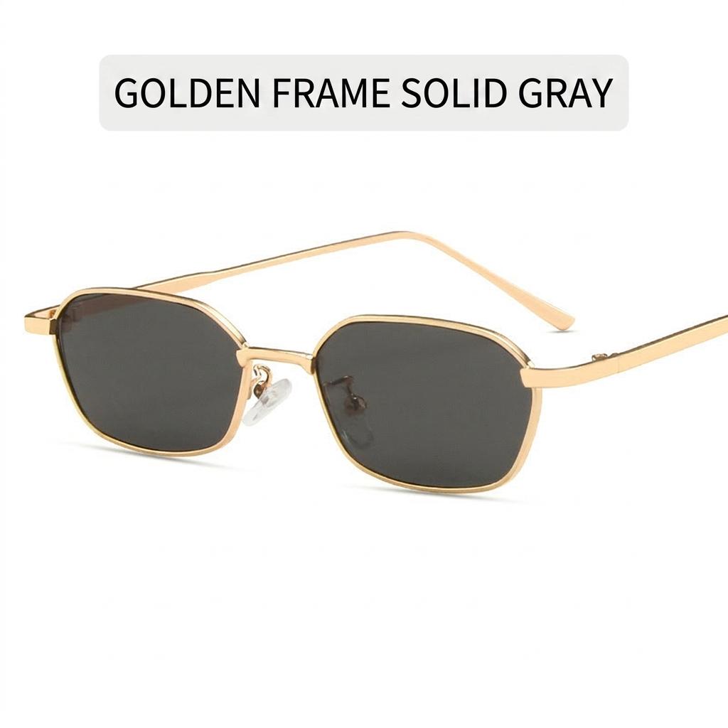Vintage Retro Small Polygonal Sunglasses Lightweight Rectangle Metal Alloy Frame UV400 Protection Unisex Eyewear for Outdoor