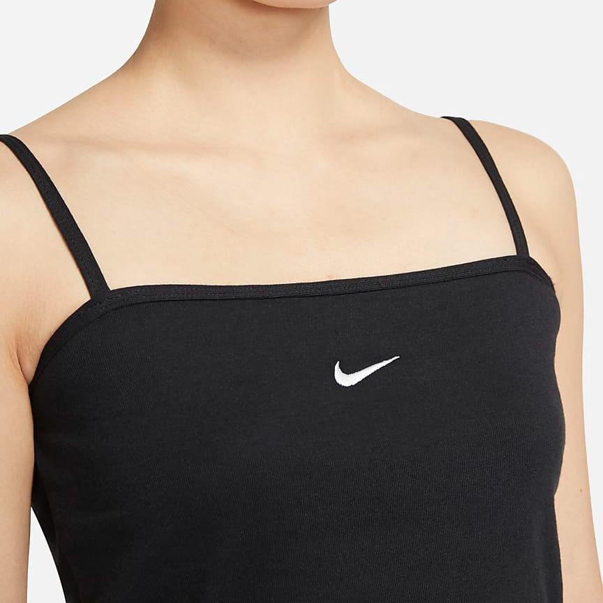 Nike Solid Color Knitted Embroidered Breathable Tank Top Women tops Black CZ9295-010