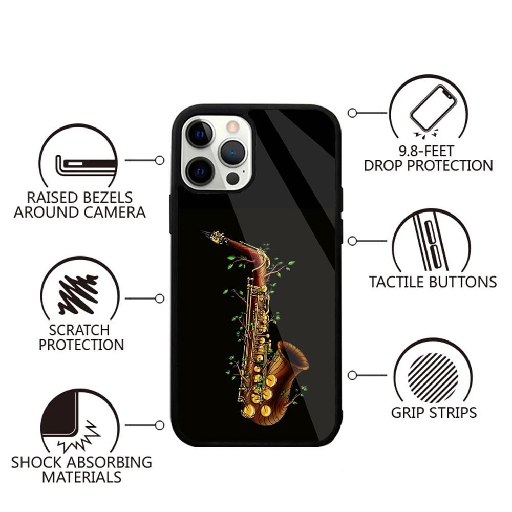 Saxophone Music Phone Case For iPhone 15,14,13,12,11,Plus,Pro,Max Mini Magsafe Magnetic Wireless Charging