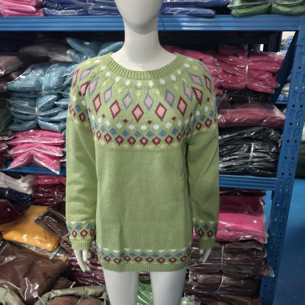 Women's New Color-Block Round Neck Fashion Sweater