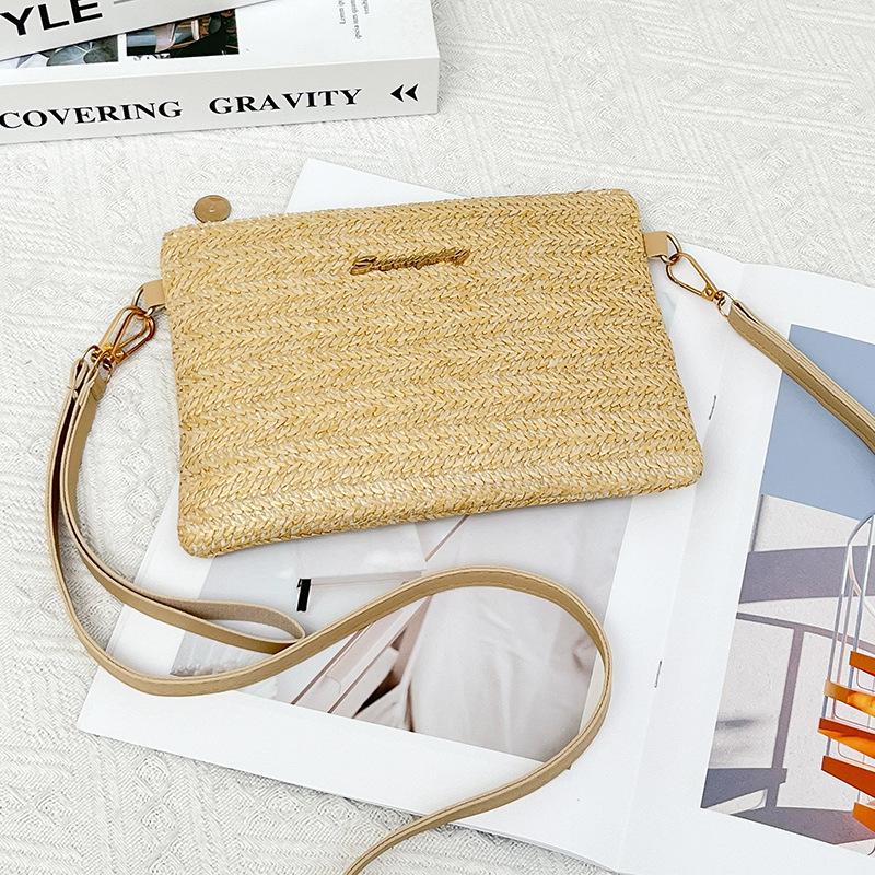 Handheld Bag Woven Grass Woven Women s Bag Fashionable Crossbody Women s Bag Black