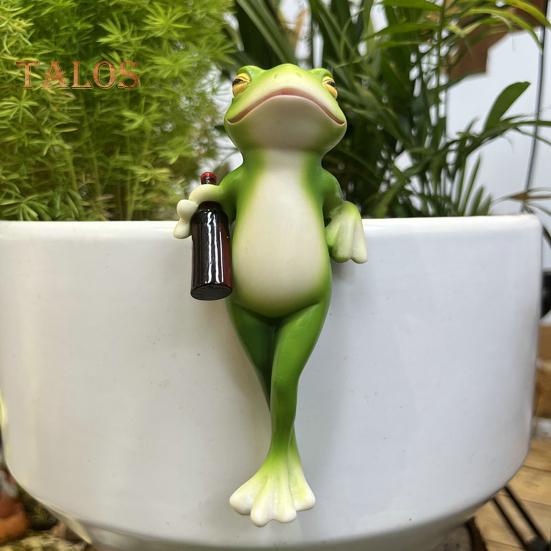 Miniatur-Froschfigur, Pflanzgefäß-Dekoration, Harz-Froschfigur, Blumentopf-Hugger, Gartendekoration, Froschstatue für Pflanzgefäß, Blumentopfrand