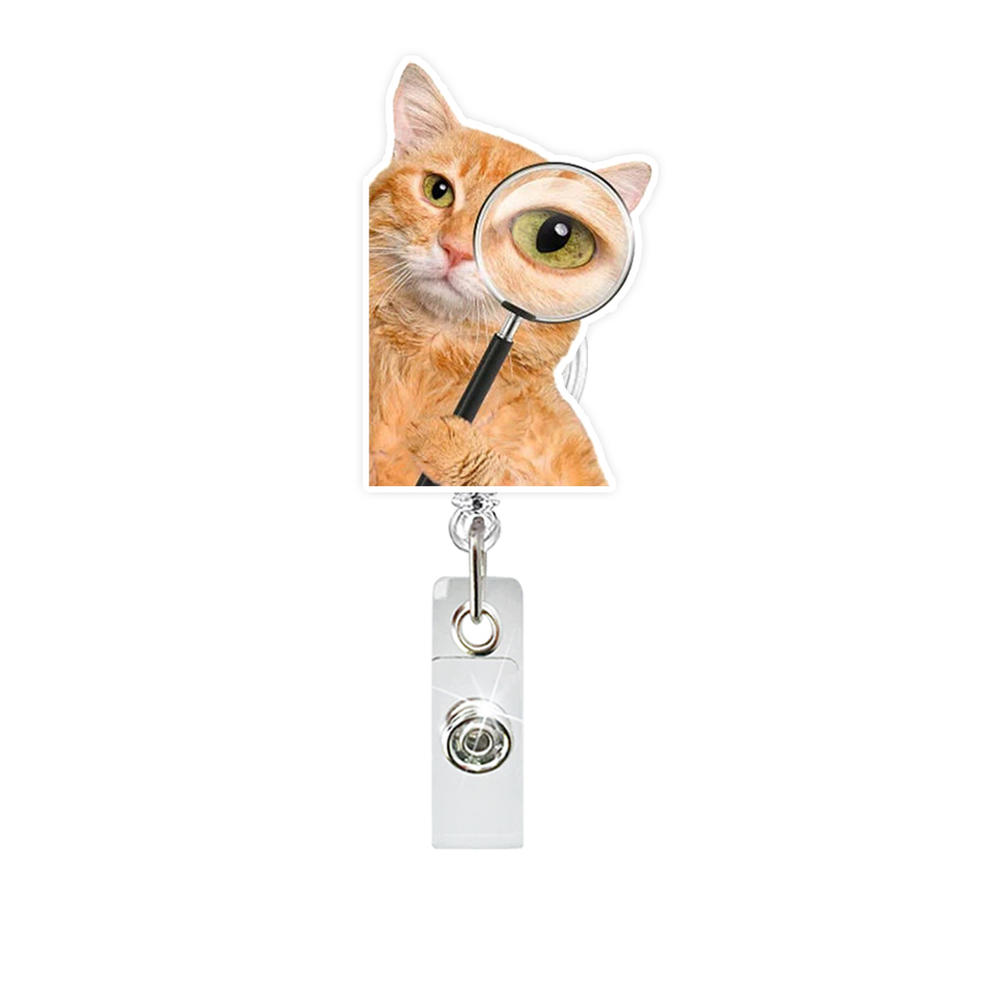 Bowknot Cat Cute Badge Holder Retractable Keychain Badge Reel Id Card Hoder Name Tag For Doctore Nurse Worker Students