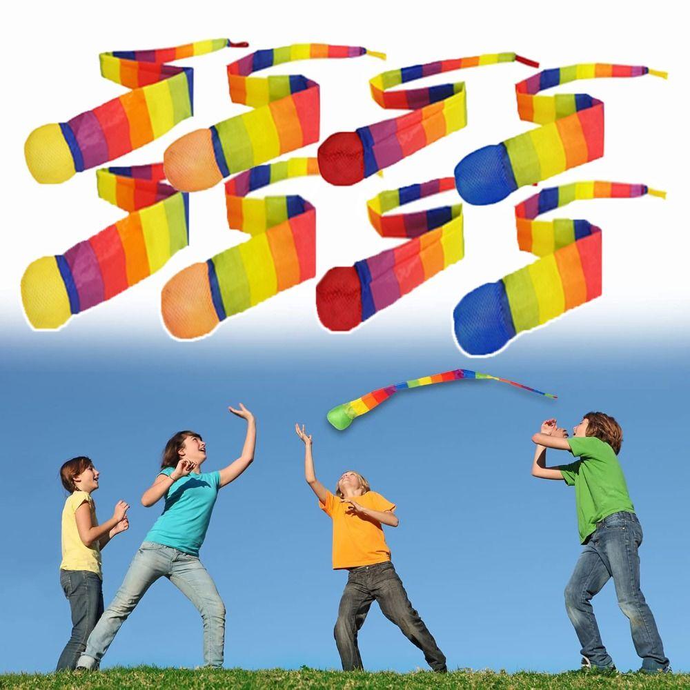 2Pcs Rainbow Tail Soft Tail Meteor Ball Safe Catch Kindergarten Hand Throwing Ball Physical Fitness