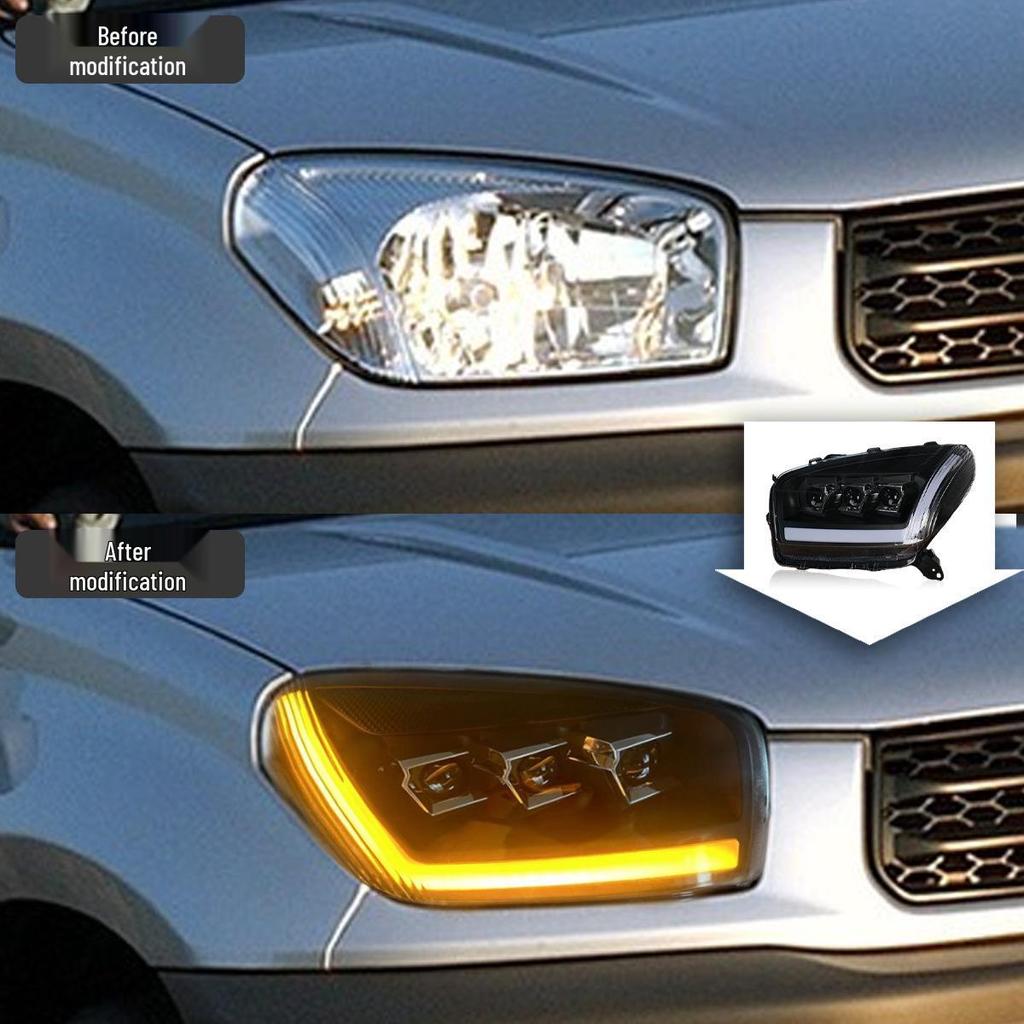 LED Three-Eye Projector Headlights with DRL & Sequential Signals for 01-02 Toyota RAV4