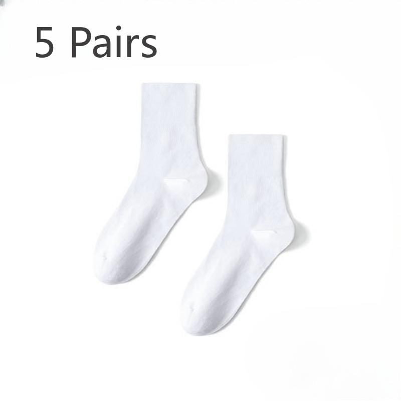 5 Pairs of Men Spring and Autumn Loose Mouth Pure Color Cotton Socks
