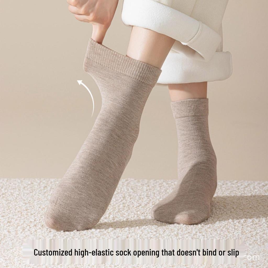 Women's 90% Pure Wool Merino Mid-Calf Socks - Warm, Thick, and Cold-Resistant for Autumn & Winter Hiking