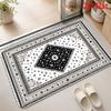 Black White Floral Border Door Mat Classic Ornate Frame Print Non-Slip Indoor Entrance Floor Rug Home Carpet