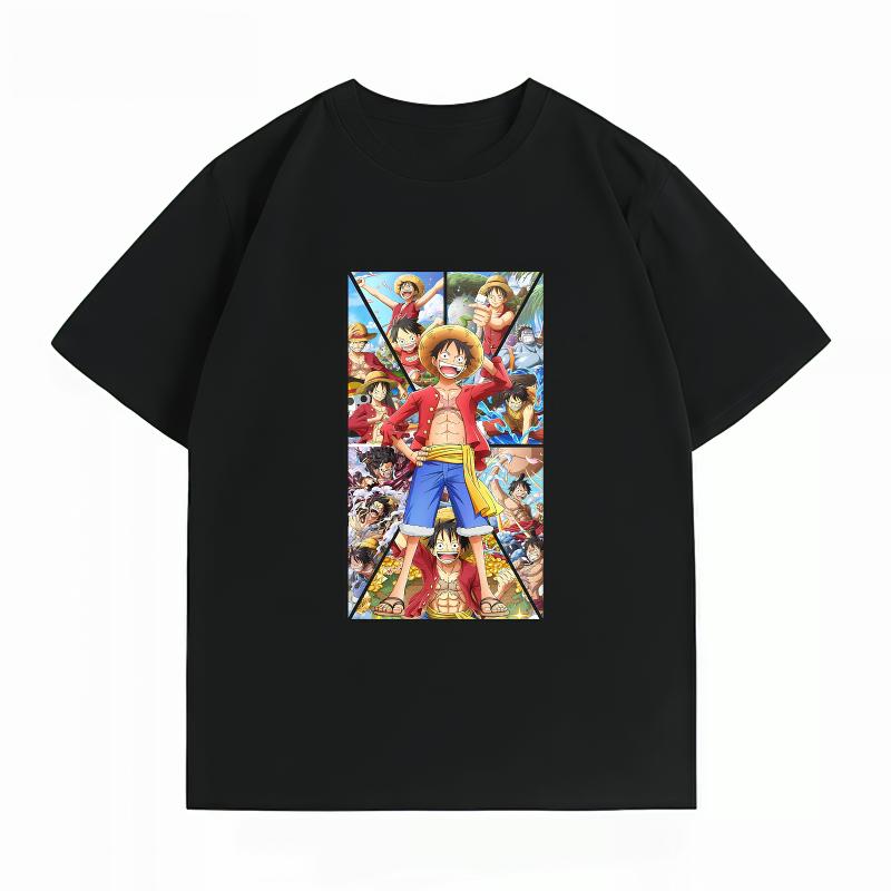 One Piece Luffy Unisexs 100 Cotton Tshirt Streetwear Fashion Anime Graphic Short Sleeve Unisexs Tops
