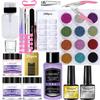 Nail Art Beginner Crystal Nail Kit White Clear Pink Powder Set 12 Colors Glitter French Nail Tips
