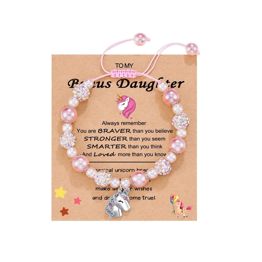 Diamond-encrusted women's bracelet Shambhala powder pearl weaving pink bracelet alloy love unicorn pendant bracelet