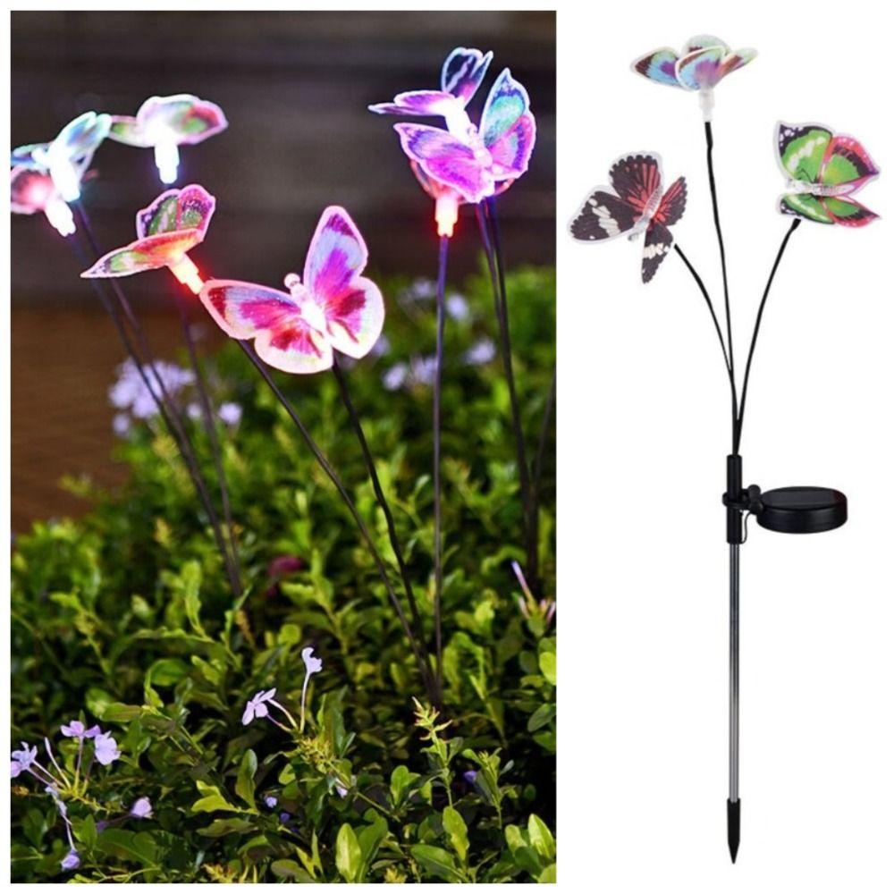 3 Heads Butterfly Stake Lights RGB Garden Floor Lamp Swaying Butterfly Lights Wedding Courtyard