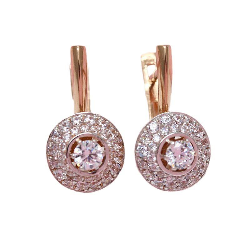 Purple Gold Inlaid Zircon Earrings Full Of Diamonds Classic Luxury Temperament Solid Rose Gold Plated Earrings
