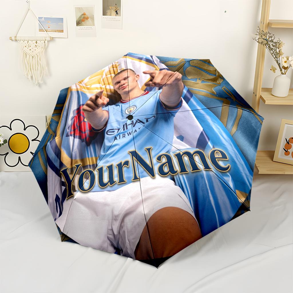 Haaland Customize Your Name Umbrella Automatic Umbrella Compact 8-Rib Lightweight Durable Plastic Iron for Women/Men Fashionable Accessory