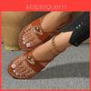 Flat Canvas Slide Sandals With Metal Accents For Adult Casual Summer Wear