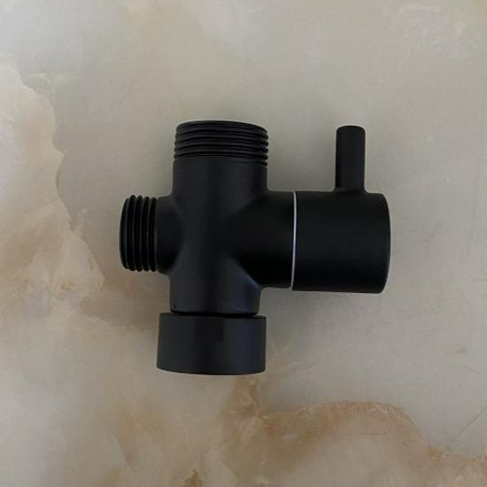 Black All-Copper Quick-Open Three-Way Water Splitter Valve for Showers