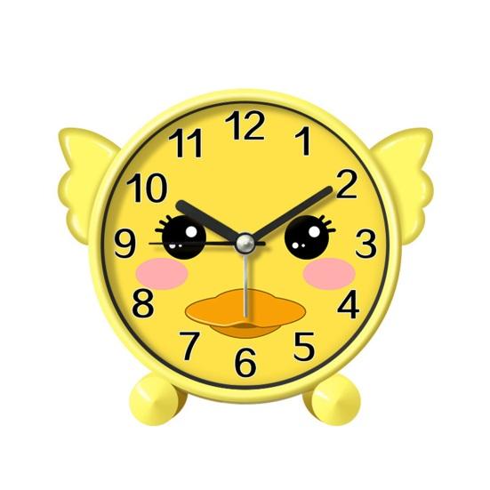 Battery Operated Desk Clock Cartoon Animal Alarm for Students, Non-Ticking Quiet Movement Kids Room Clock, Home Bedroom Small Decorative