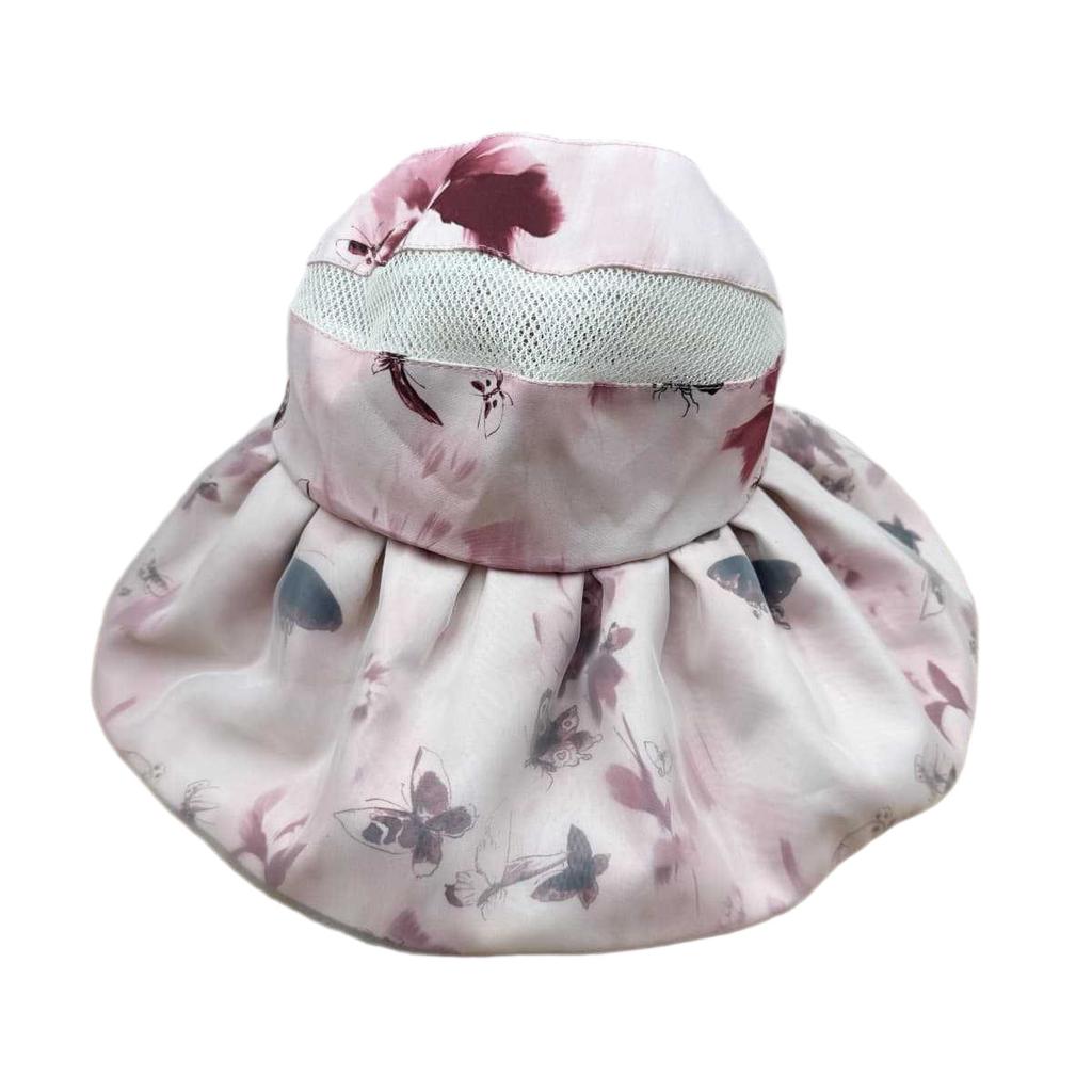 New Chinese butterfly big eaves empty top hat can tie ponytail sun protection hat women's mesh yarn face small anti-ultraviolet sun hat