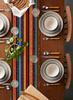 Mexico Day of The Dead Colorful Stripes Linen Table Runner Tabletop Decor Reusable Kitchen Dining Table Runner Party Decoration