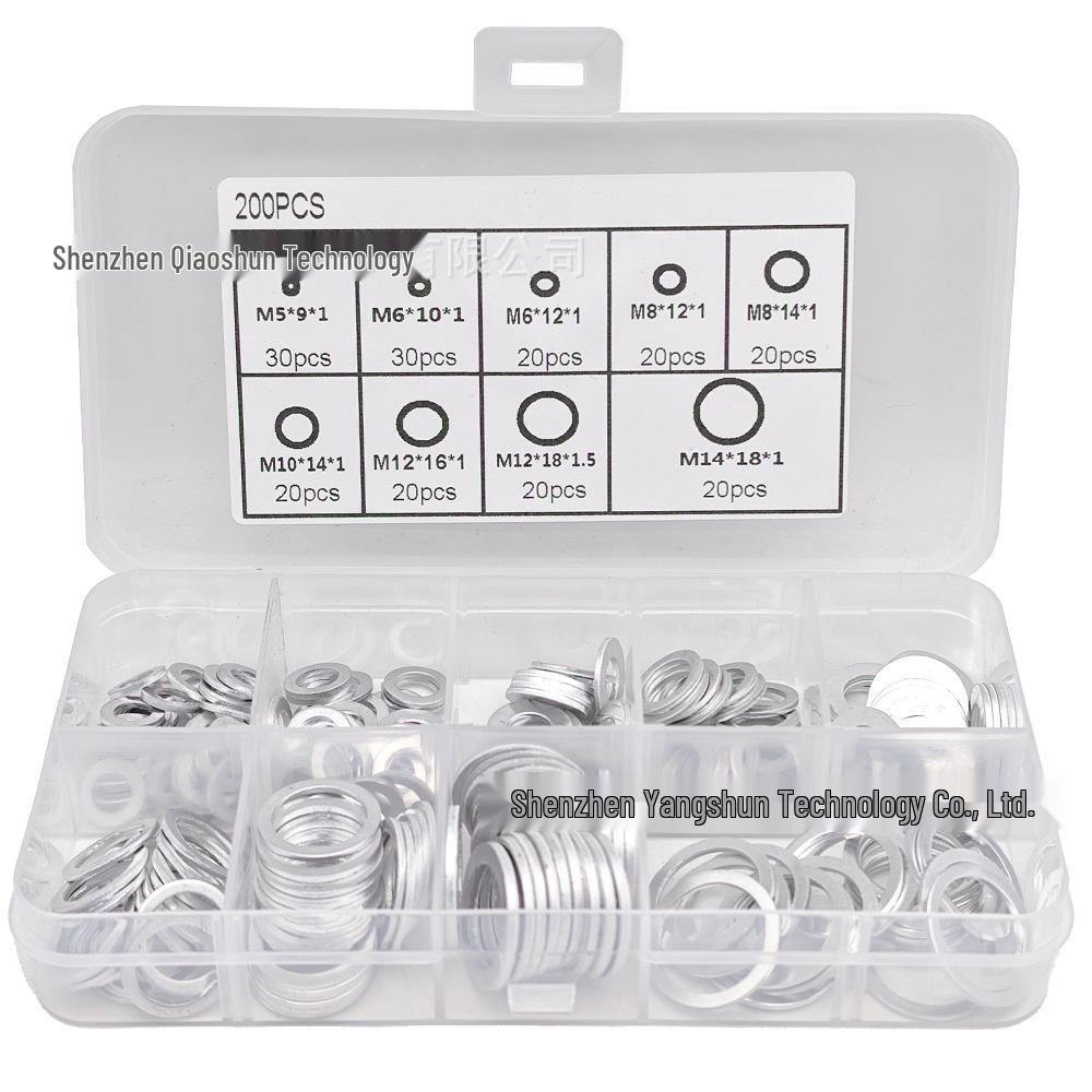 450-Piece Aluminum Gasket & Sealing Ring Set: High-Temp Resistant, Spring Washer, M6-M24.