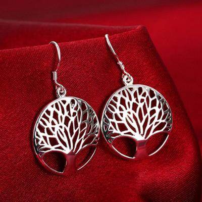 Baum des Lebens Legierung Ohrringe und Halskette Set Einfacher Modeschmuck für Frauen Pflanzendesign Elegantes Geschenk