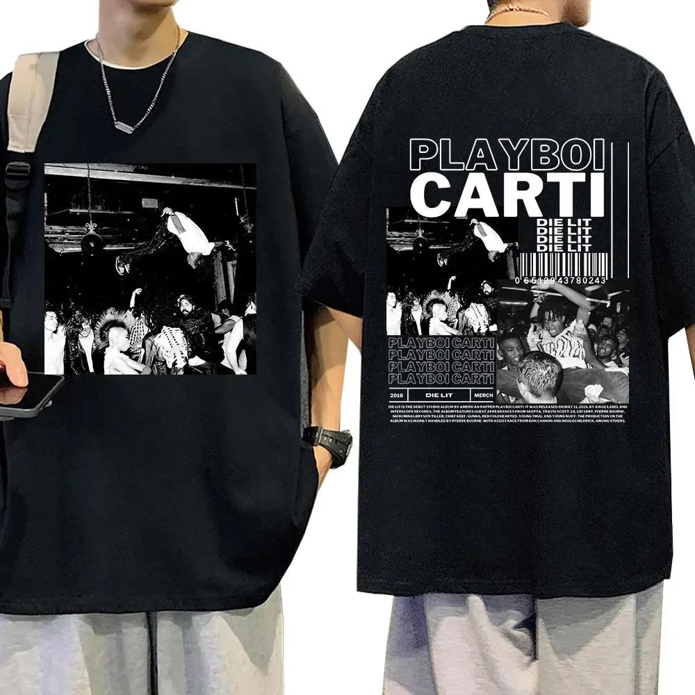 Rapper Playboi Carti Music Album Die Lit Graphic T Shirt Unisex Wounisexs Hip Hop Vintage Fashion Short Sleeve T Shirts Streetwear Bl