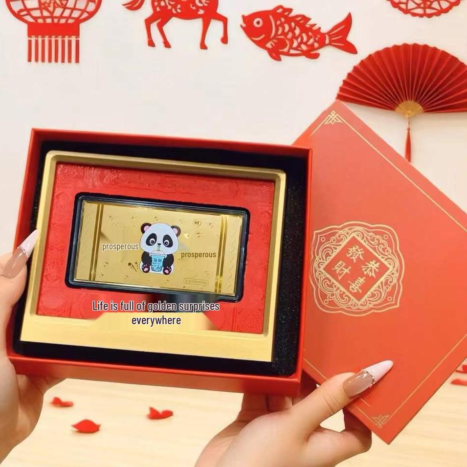 Golden Horse Pure Gold Wealth Photo Frame Ornament for Desk or Study Room