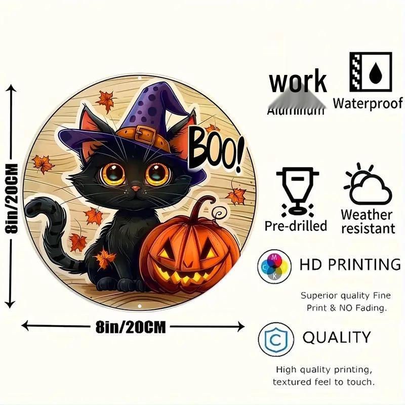 Pumpkin Wood Sign: Halloween Round Craft Door Pendant