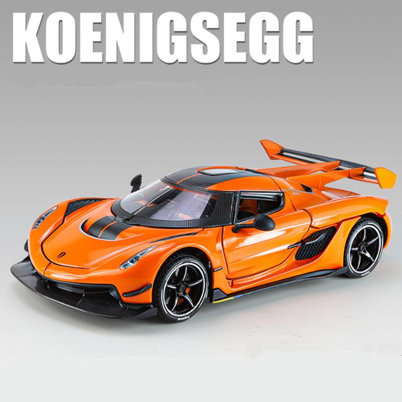 1/24 Koenigsegg Jesko Attack Sportwagenmodell aus Legierung, Druckguss-Metall-Rennwagenmodell, Simulation, Ton und Licht, Kinderspielzeuggeschenk