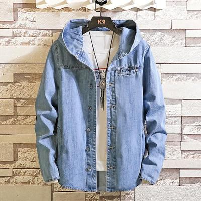 Męska casualowa jesienna japońska bluza z kapturem dżinsowa kurtka