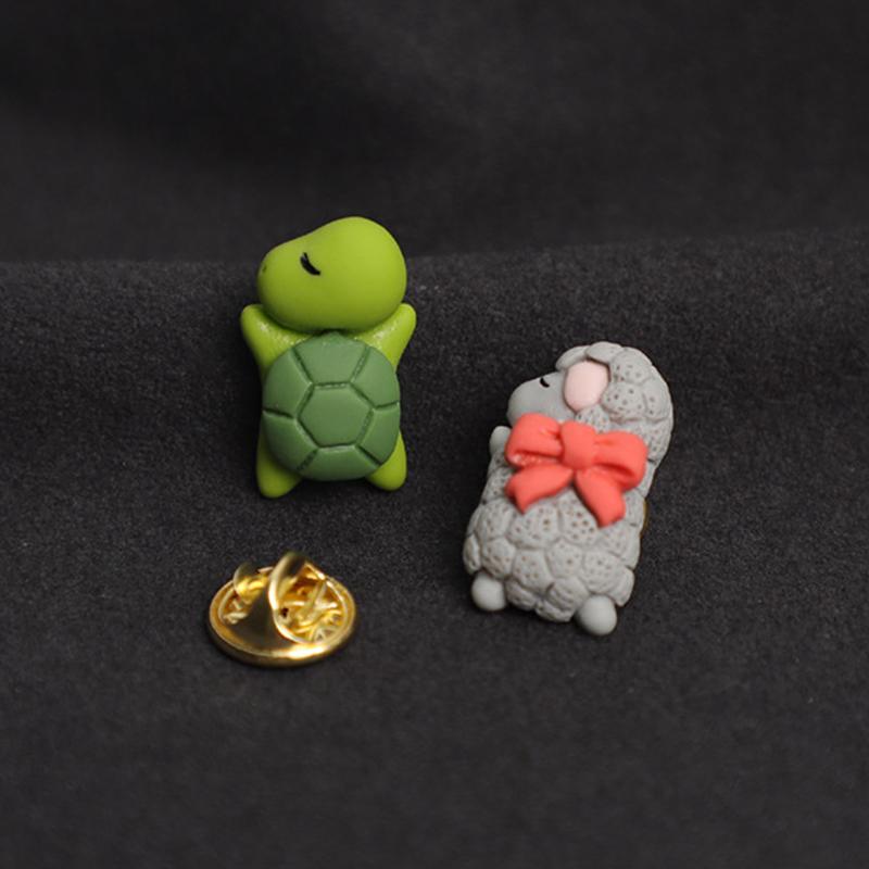 Cartoon Animal Brooch Cute Turtle Bunny Sheep Elephant Brooch Badge Lapel Pin Clothes Backpack Decor Jewelry For Festival Gifts
