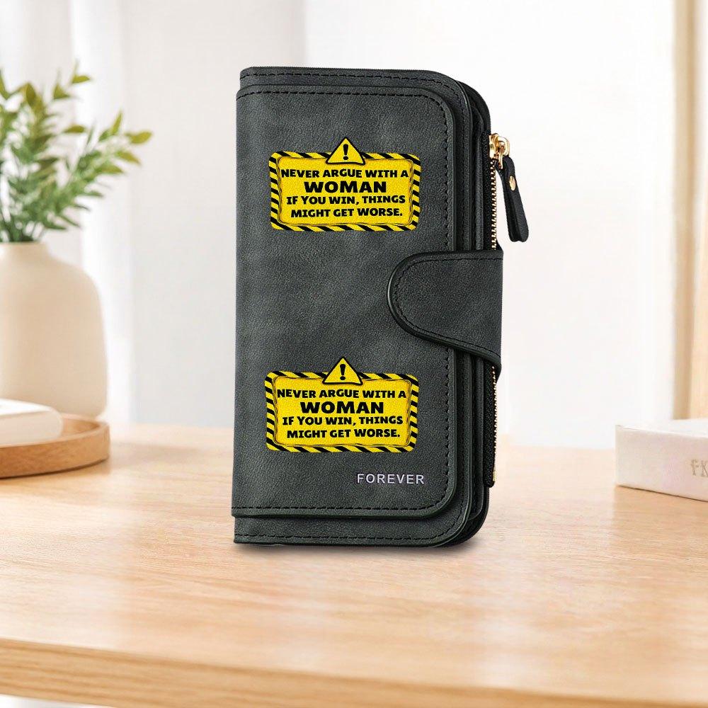Humorous Slogan Long Zipper Wallet, Large Capacity Card Holder, Unisex Clutch Bag, Fashionable Zipper Coin Purse, Suitable for Daily Use, A Great