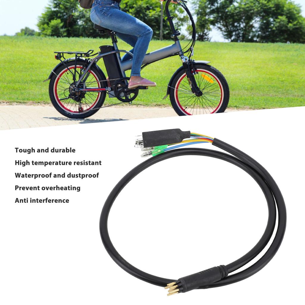 Electric Bike Motor Extension Cable M6 Male 9 Pin Waterproof Extension Cable for Front Rear Hub Motor Conversion Kit 66cm