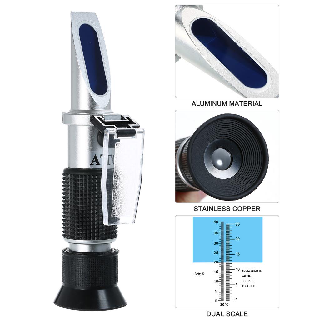 Wine Sugar Concentration Refractometer Handheld Alcohol Meter Portable Grape Brix ATC Refractometer
