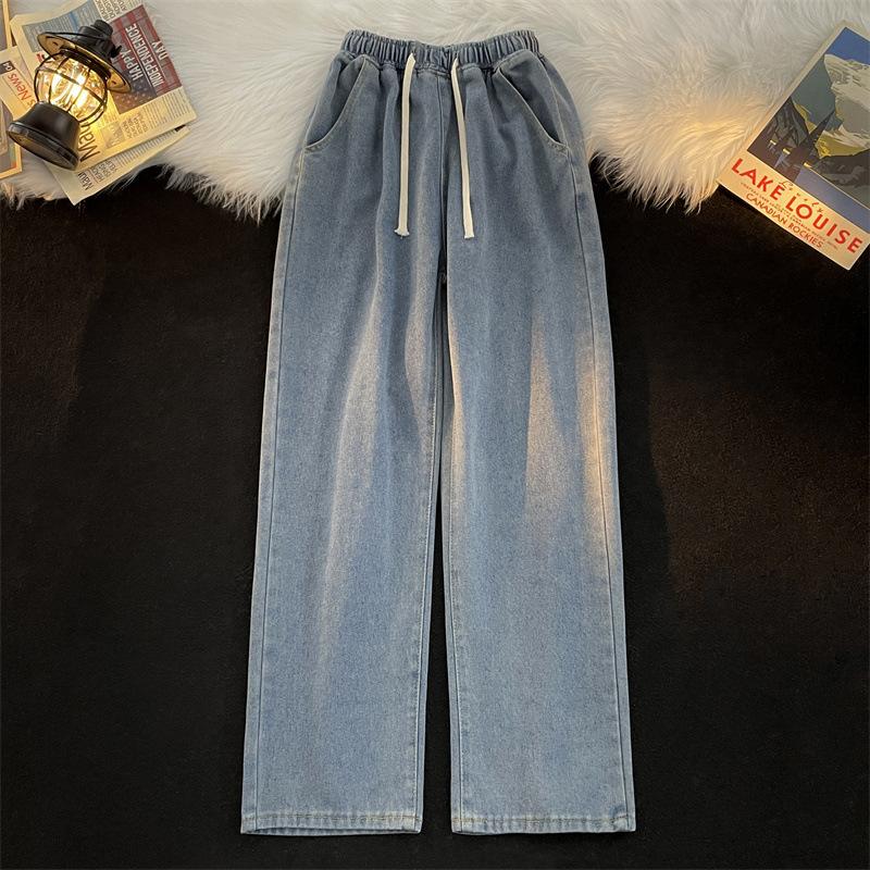 Джинсы с эластичной талией мужские весенне-осенние корейская версия тренда японские свободные прямые зауженные к низу Харлан девятиточечные повседневные брюки 3XL