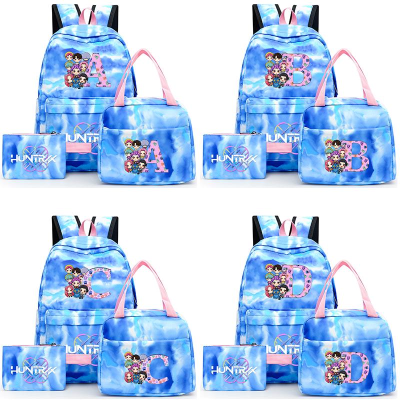3Pcs/set Anime K-pop Printed Backpack with Lunch Bag Pengcil Case Large Capacity Travel Bag for Teenager Girl Boy Bookbag Kid Gift Rucksak