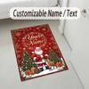 Christmas Theme Crystal Velvet Rug Personalized Custom Name Text Soft Floor Mat Home Decor