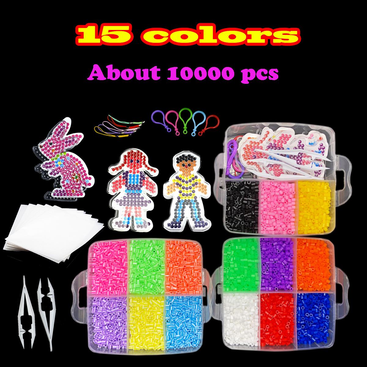 

10000 Штук Набір для рукоділля Hama Beads, Творчий DIY Набір зі скринькою для зберігання, Основи з штифтами, Папір для прасування, Ланцюжки, Аксесуари, Барвисті вироби чорний