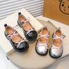 Girls Princess Shoes Non-slip Soft Sole Kids Leather Shoes Black Glossy 2025 New Fashion Children Performance Dance Shoes Bows