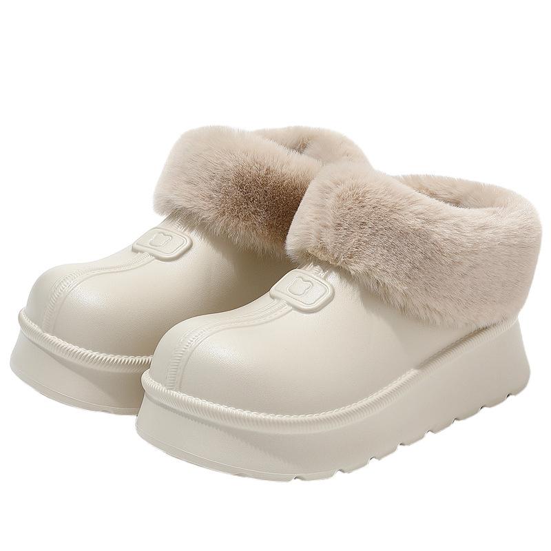 Bag heel snow boots for winter wear casual velvet warm waterproof non-slip wear-resistant thick-soled cotton slippers