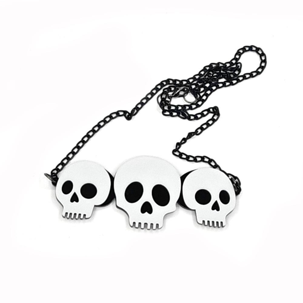 Acrylic White Skull Necklace: Unisex Halloween Sweater Chain