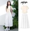 MJ STYLE Ruched Short Sleeve Two-Piece Set & Vest Collection