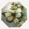 1PC Butterfly White Flowers Automatic Open/Close Umbrella with Windproof, 8-Rib Sturdy Canopy, Durable Ribs, Fashionable Design,1264