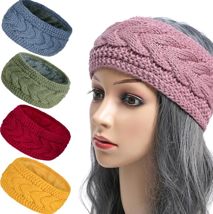 Wide Headbands Fleece Hair Accessories Women Cable Knitted Warm Turban Headwrap Thick Chunky Ear Warmer Crochet Hairbands Bandanas Hair Accessories