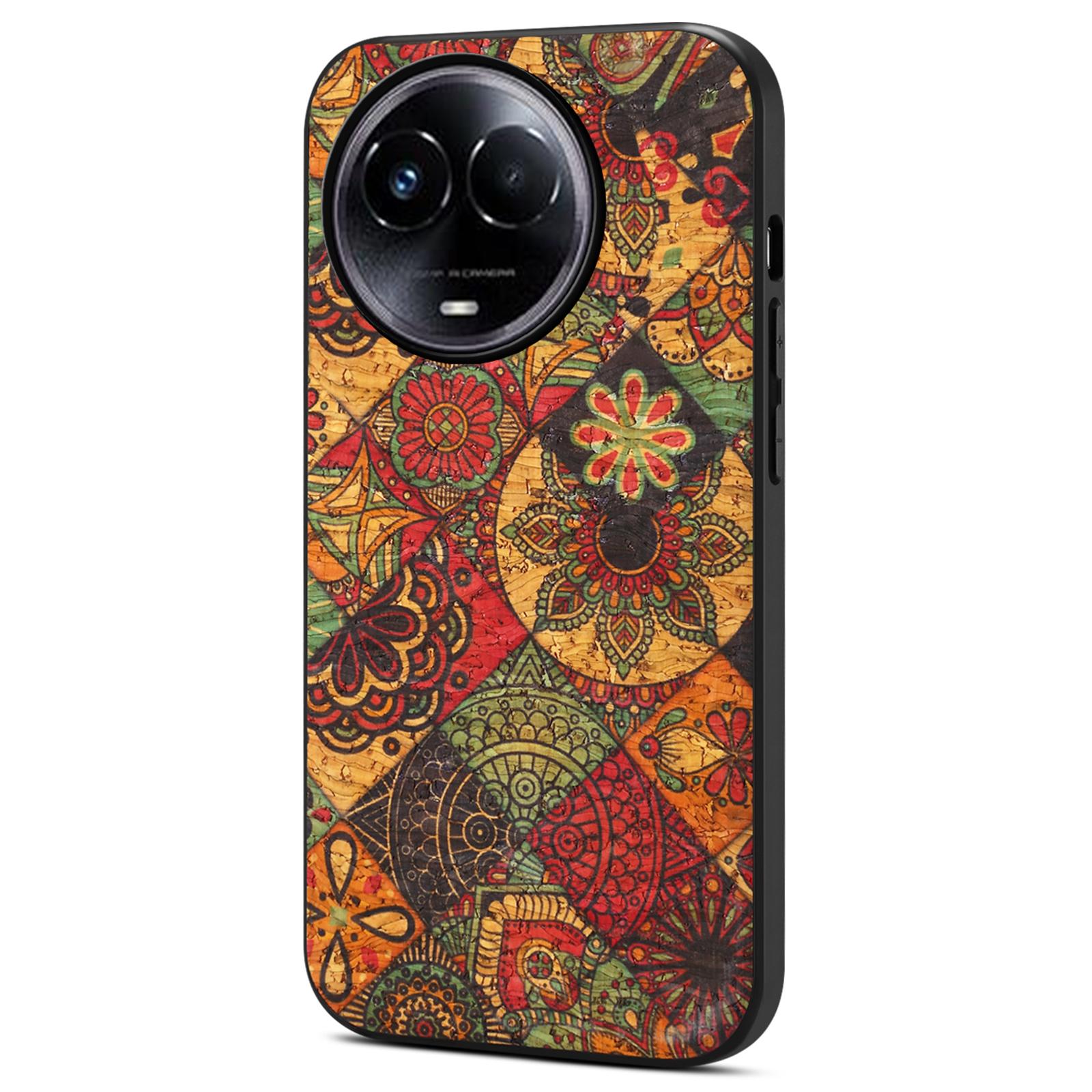 

Для Realme 11 5G (Глобальный)/11x 5G Чехол Цветы Четырех Сезонов Кожа+ТПУ+ПК Чехол для Телефона Autumn/Yellow